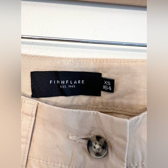 Finn Flare barrel leg trouser 100% cotton tan tapered leg pants fall academia XS - Picture 3 of 10